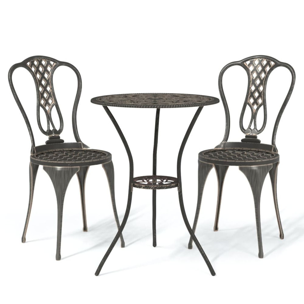 Ensemble de bistro 3 pcs aluminium coulé bronze