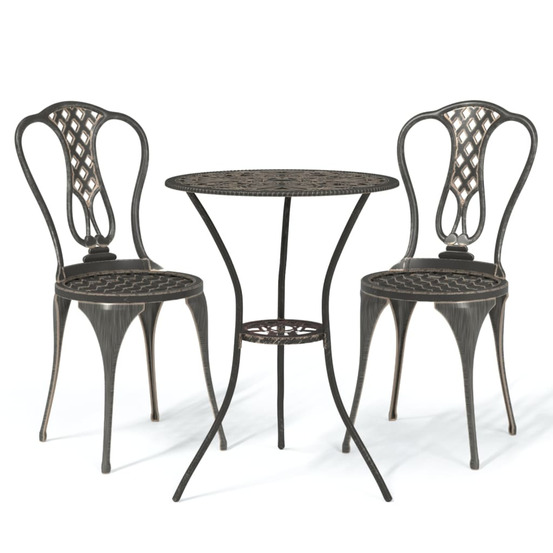 Ensemble de bistro 3 pcs aluminium coulé bronze