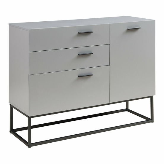 Buffet commode meuble de rangement 75 x 100 x 35 cm salon entré chambre gris clair