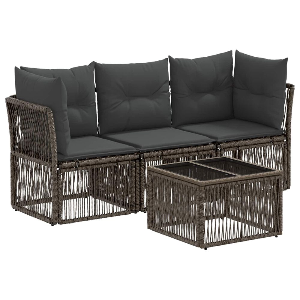 Ensemble de canapé de jardin 4 pc gris polyrotin