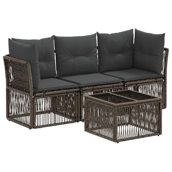 Ensemble de canapé de jardin 4 pc gris polyrotin