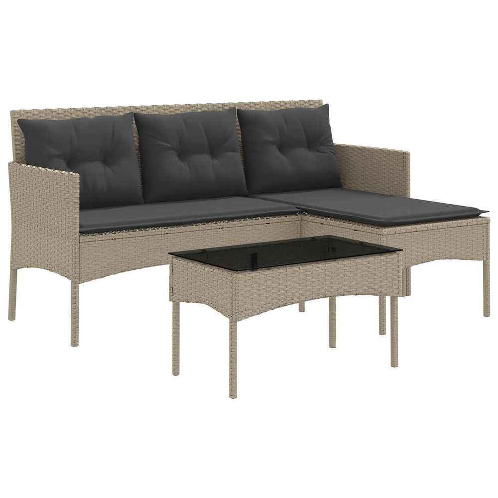 Ensemble de canapé de jardin avec coussin 2 pcs polyrotin