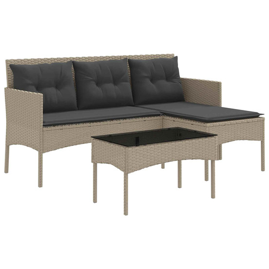 Ensemble de canapé de jardin avec coussin 2 pcs polyrotin