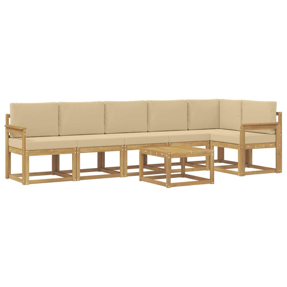 Ensemble de canapés d'extérieur 7 pc blanc et beige polyester
