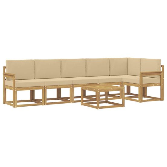 Ensemble de canapés d'extérieur 7 pc blanc et beige polyester