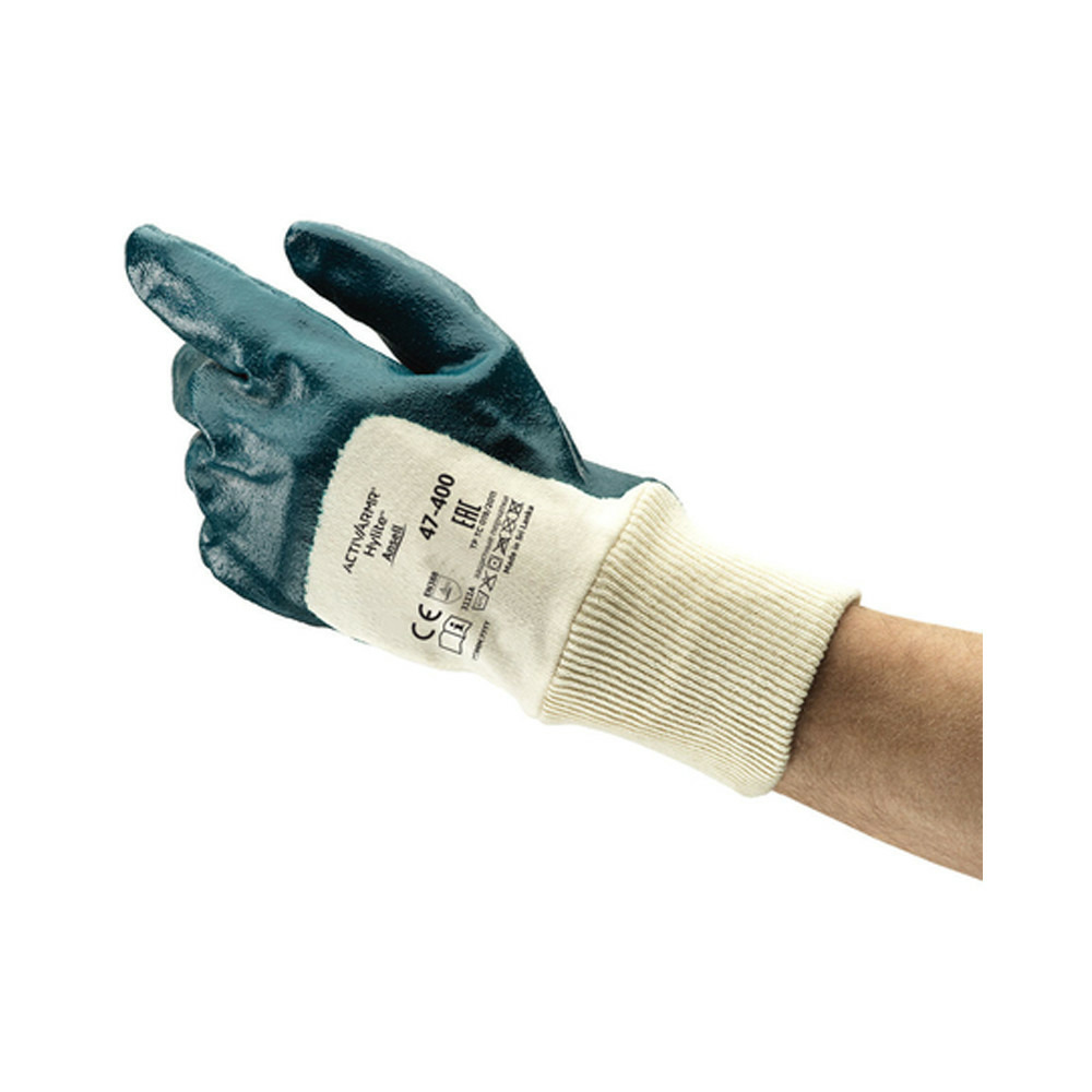 Gant de manutention activarmr® hylite™ enduit nitrile 47 400 blanc bleu t7 ansell 181687