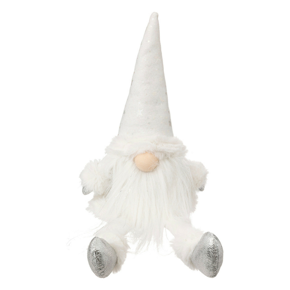 Déco de noël gnome blanc assis h 46 cm