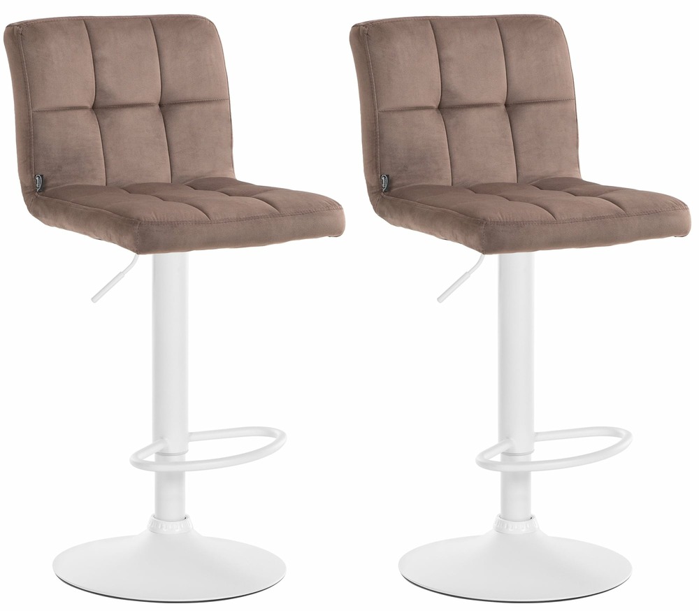 Lot de 2 tabourets de bar peru velours blanc