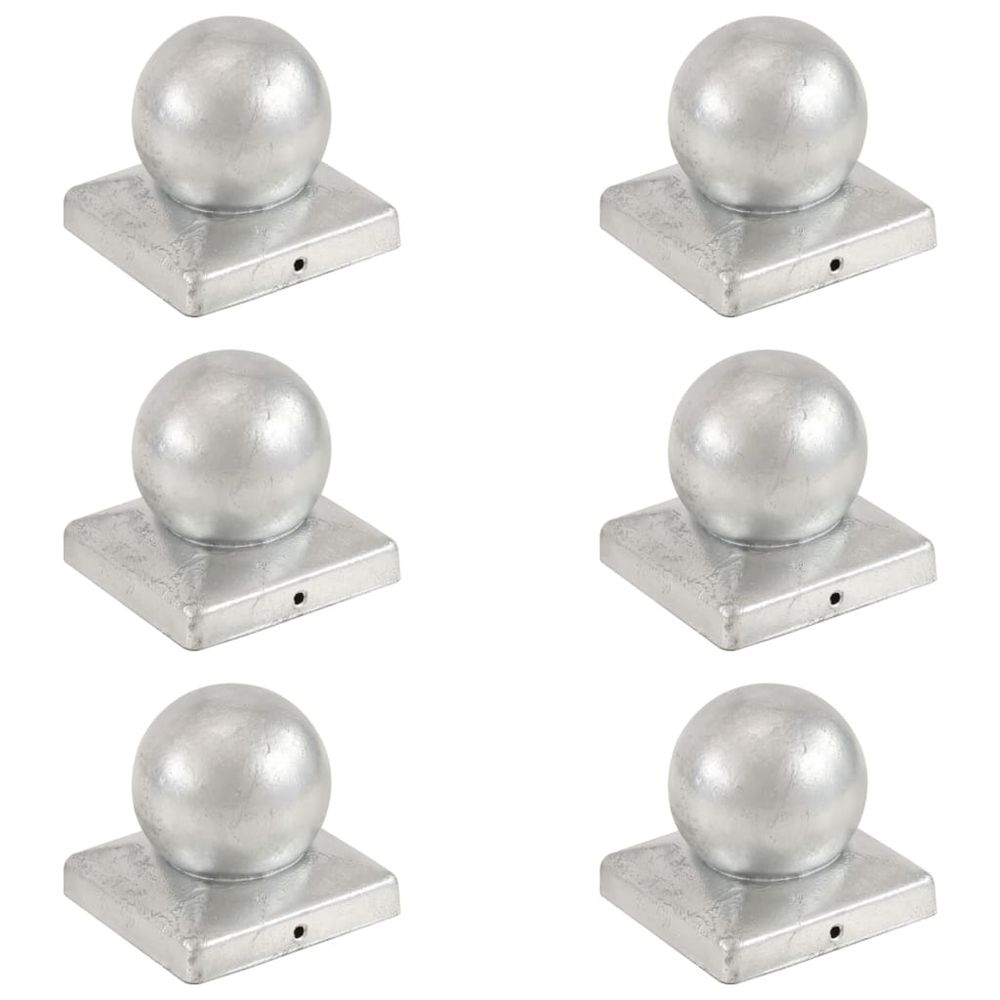 Bouchons de poteau 6 pcs globe final métal galvanisé 101x101 mm
