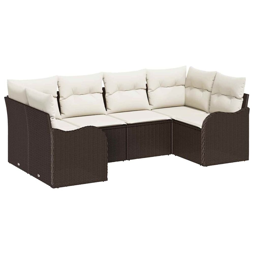 Ensemble de canapé de jardin 6 pc marron et blanc poly rotin