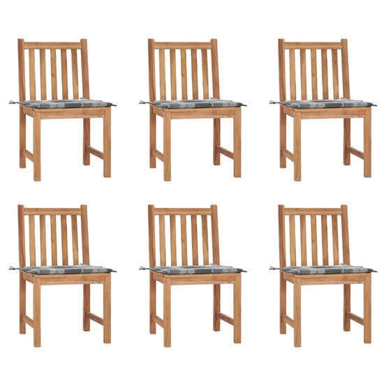 Chaises de jardin lot de 6 avec coussins bois de teck massif
