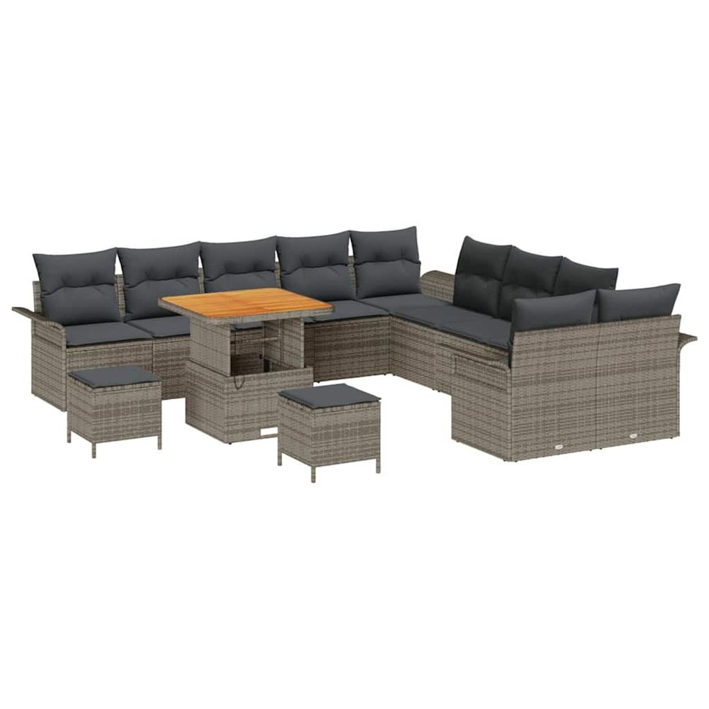 Ensemble de canapé de jardin 13 pc gris polyrotin