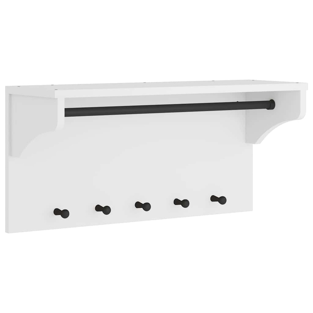 Porte-manteau mural sandnes blanc 87x30x42 cm bois massif pin