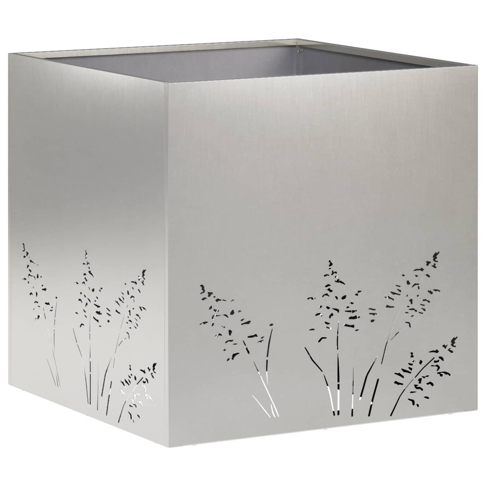 Cache-pot de jardin argenté 50 x 50 x 49 cm acier inoxydable