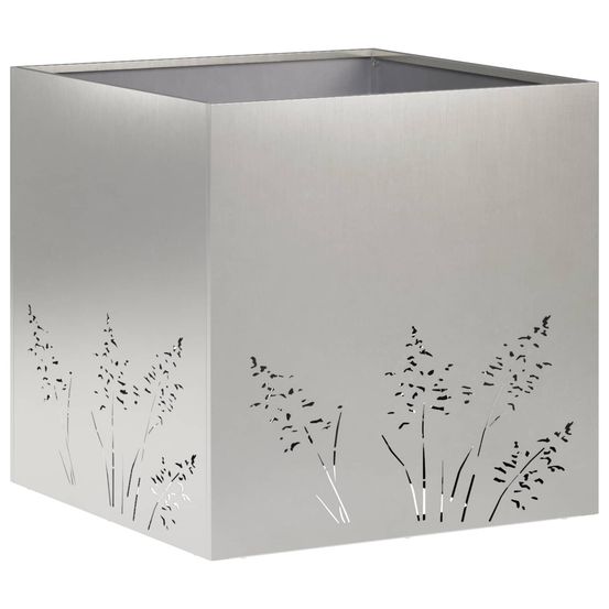 Cache-pot de jardin argenté 50 x 50 x 49 cm acier inoxydable