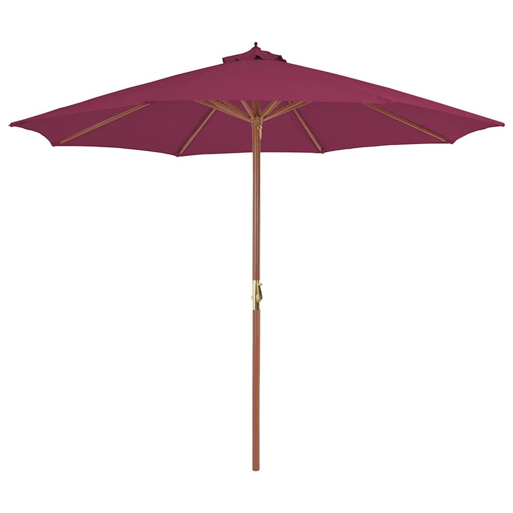 Parasol d'extérieur avec mât en bois 300 cm rouge bordeaux