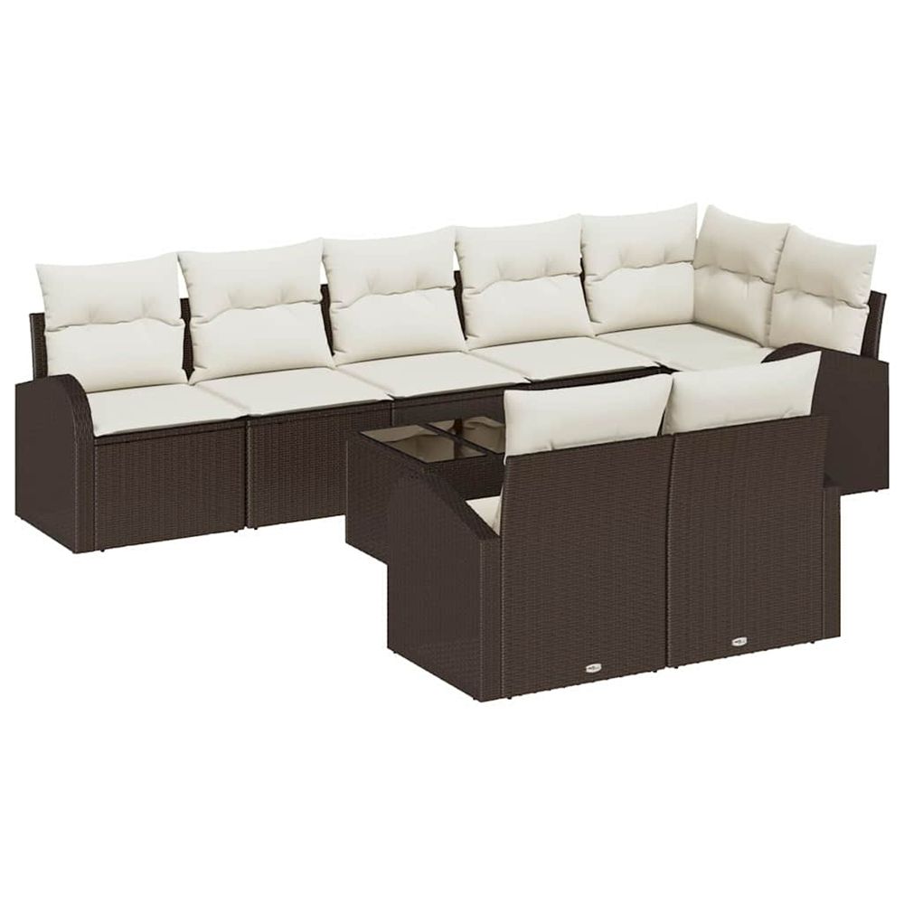 Ensemble de canapé de jardin 9 pc marron et blanc polyrotin