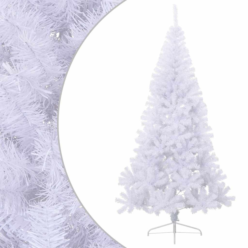 Sapin de noël artificiel moitié avec support blanc 210 cm pvc