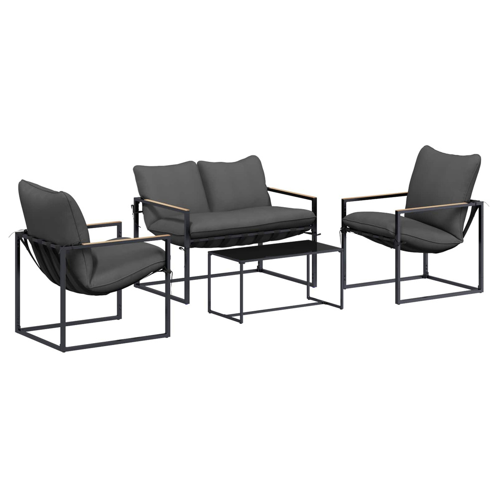 Ensemble de canapé de jardin 4 pcs noir et anthracite acier