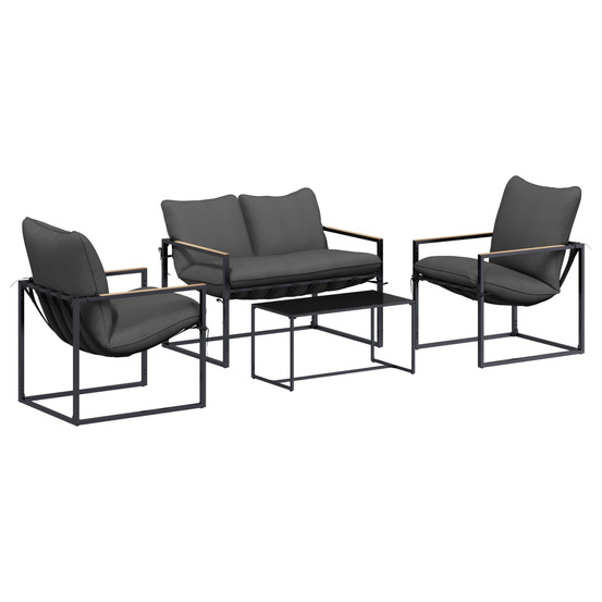 Ensemble de canapé de jardin 4 pcs noir et anthracite acier