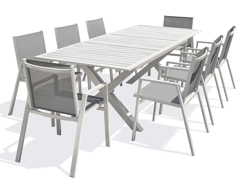 Ensemble repas floride 8 places en aluminium blanc