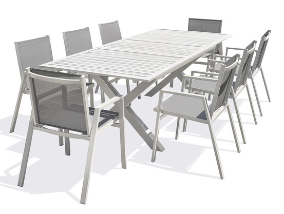 Ensemble repas floride 8 places en aluminium blanc