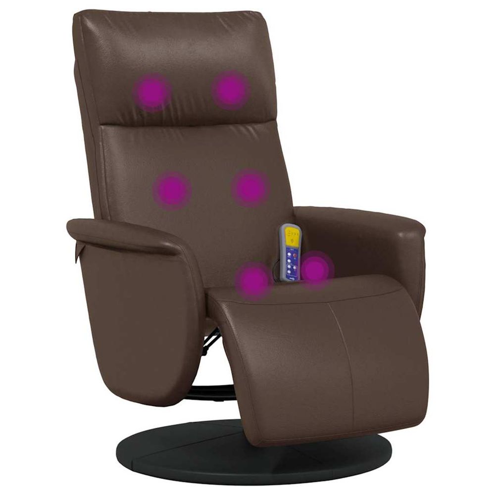 Fauteuil inclinable de massage repose-pieds marron similicuir
