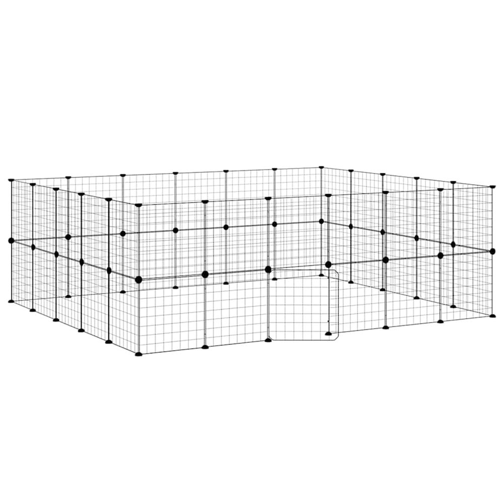 Cage animaux de compagnie à 44 panneaux et porte noir 210x175x70 cm