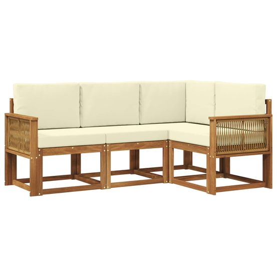 Ensemble de canapés d'extérieur 4 pc naturel et crème polyester
