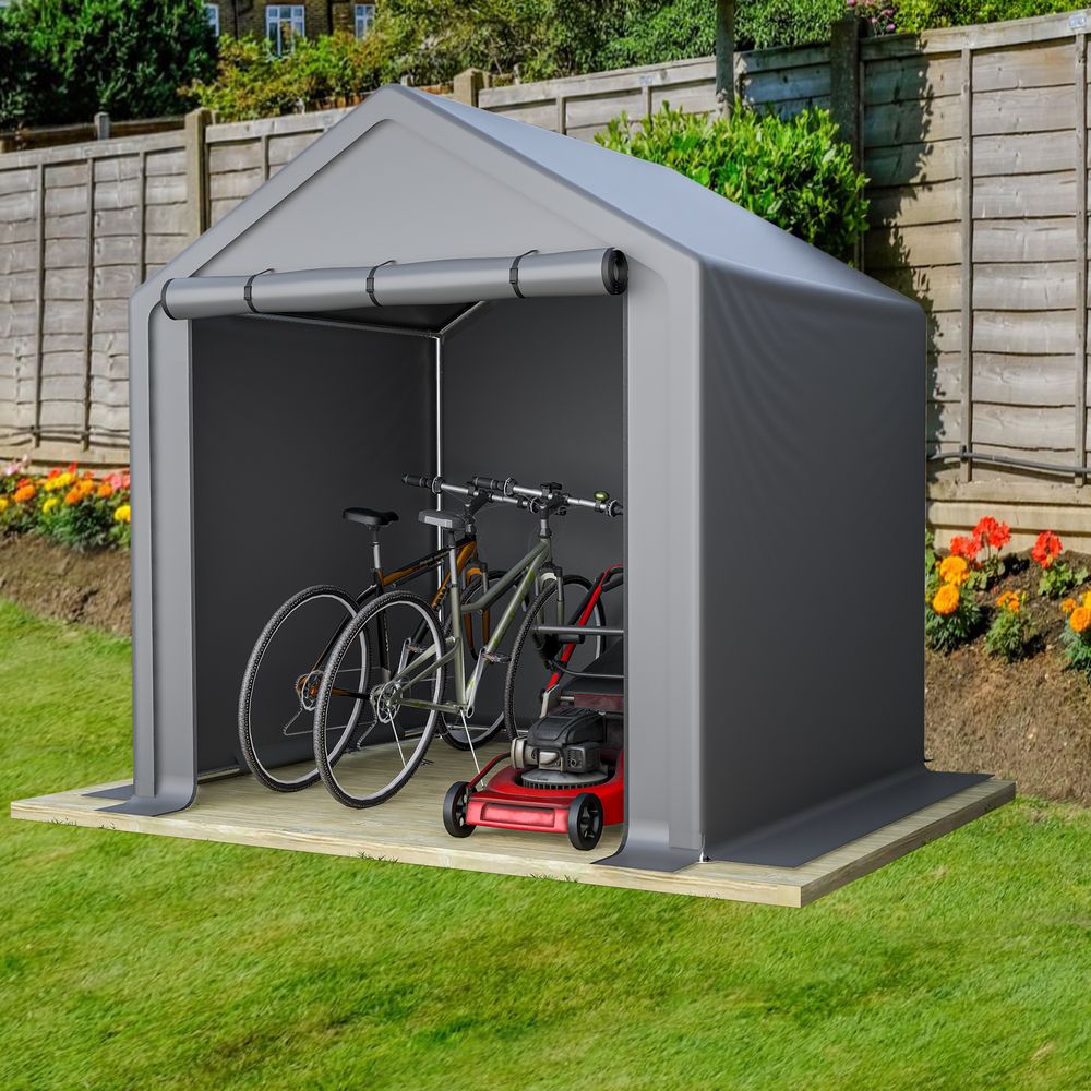 Tente de stockage abri de jardin pour vélos et outils acier galvanisé 190x170x200cm gris - comfortxl outdoor living