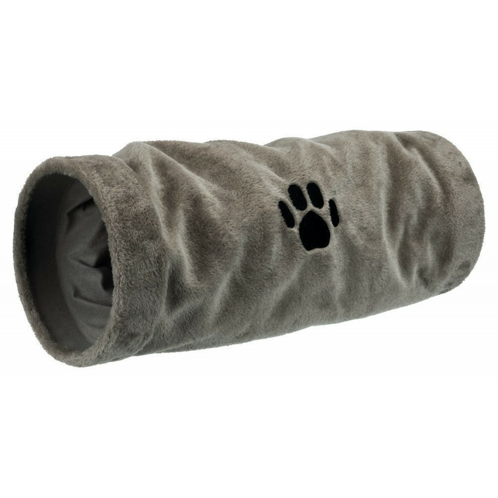 Tunnel de jeu, peluche gris ø 22 × 60 cm pour chat
