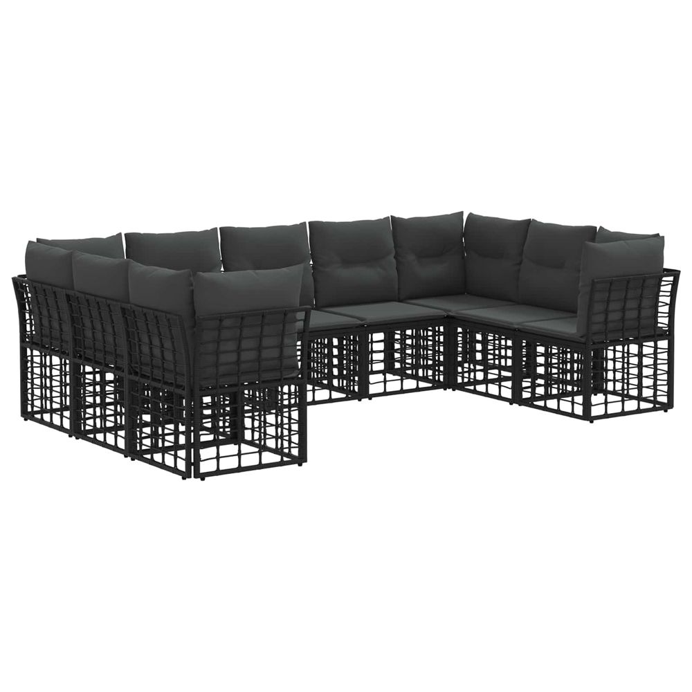 Ensemble de canapés d'extérieur noir et gris foncé polyester