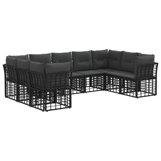 Ensemble de canapés d'extérieur noir et gris foncé polyester