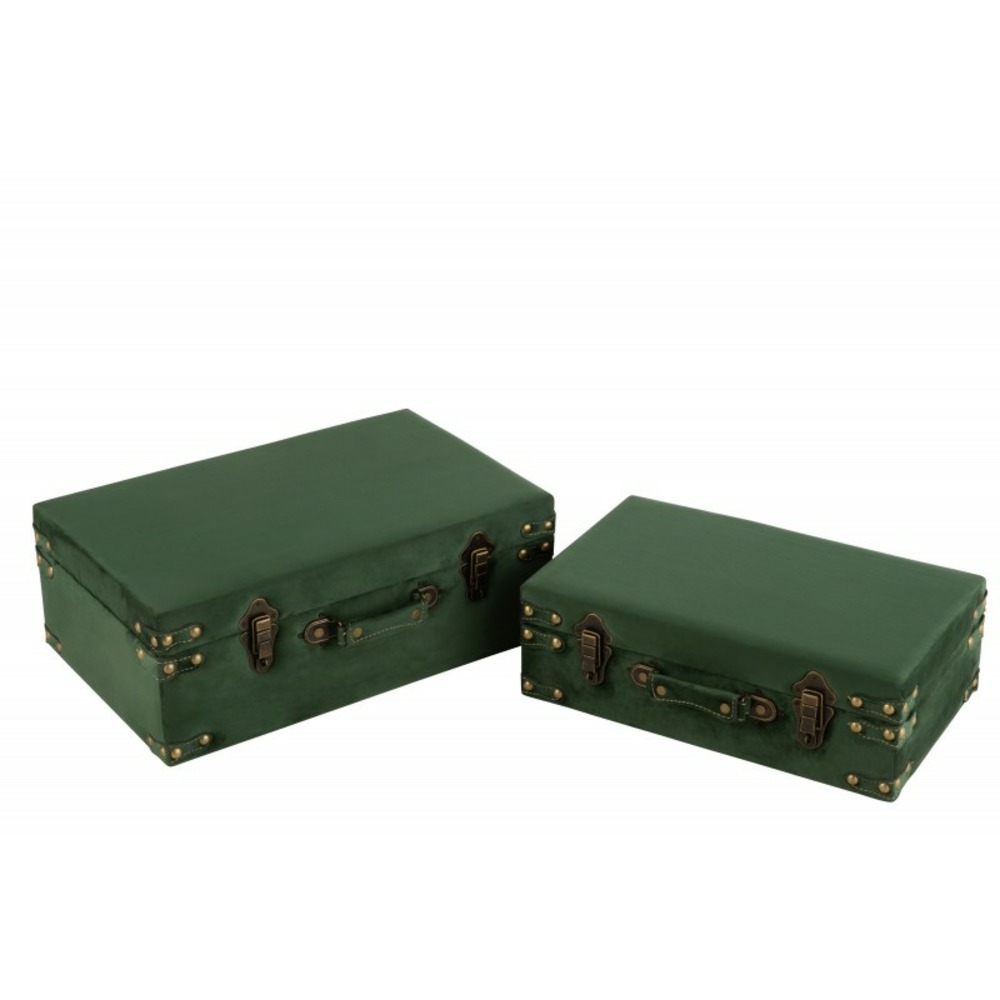 S/2 valise basse velours vert