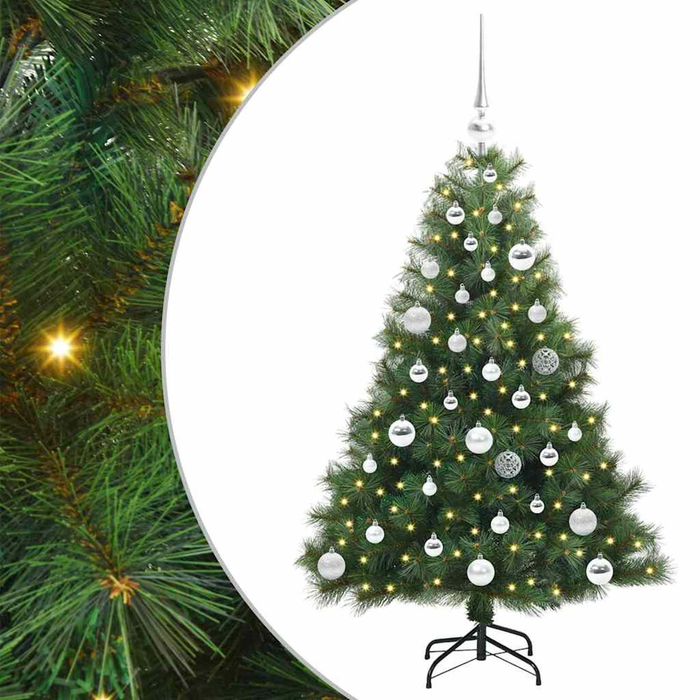 Sapin de noël artificiel avec 150 led vert 120 cm pe et pvc