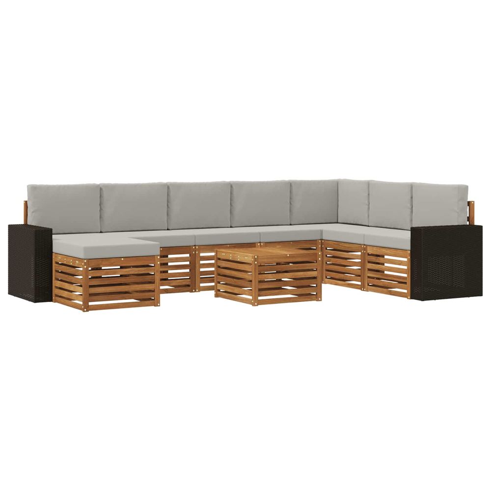 Ensemble de canapés d'extérieur 9 pc naturel et gris clair