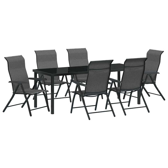 Ensemble de salle à manger pour jardin 7 pcs gris