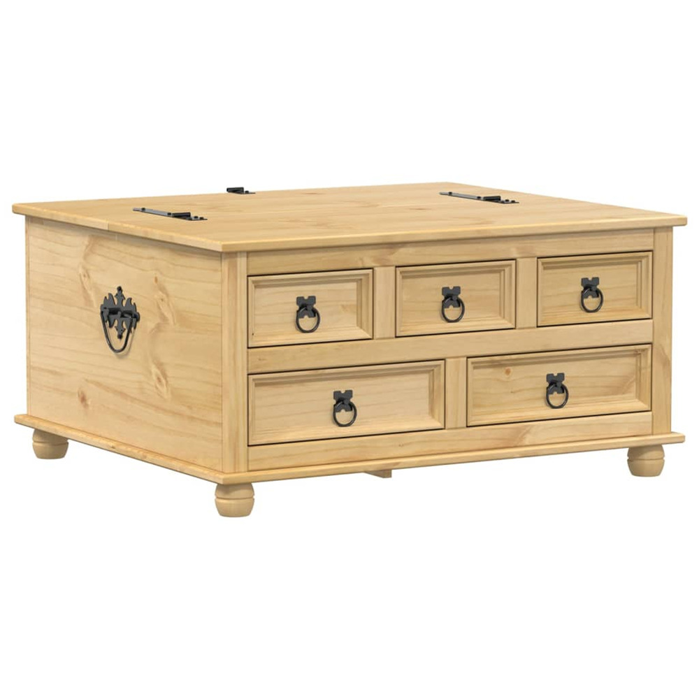 Boîte de rangement corona 90x78x45 cm bois de pin massif
