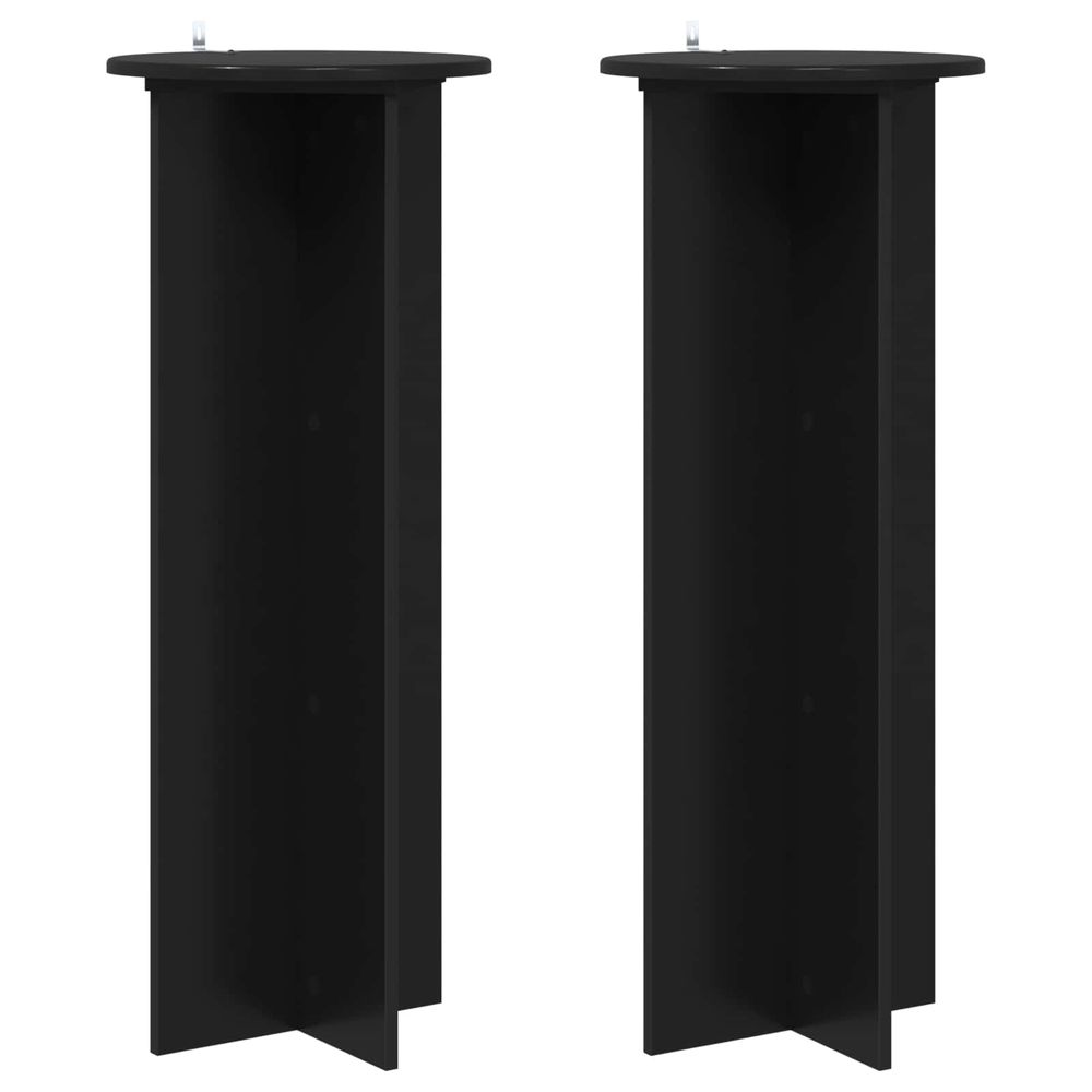Support de plante 2 pièces noir ø40 x 100 cm bois d'ingénierie