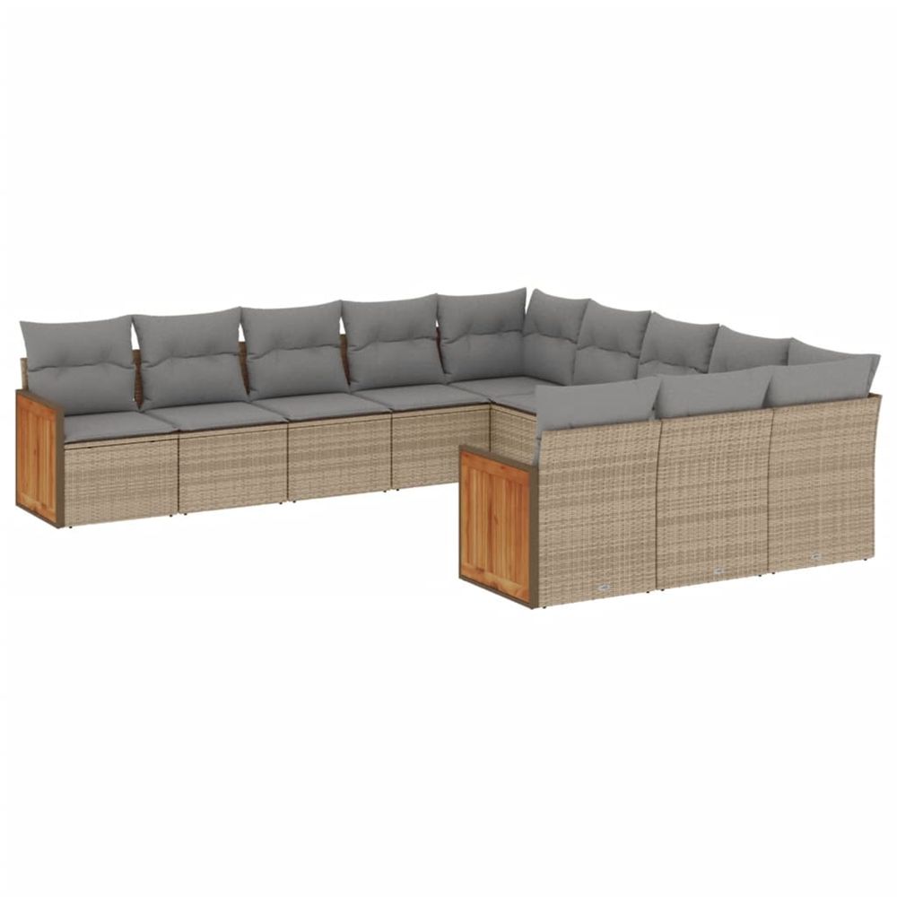 Salon de jardin 11 pcs avec coussins beige résine tressée
