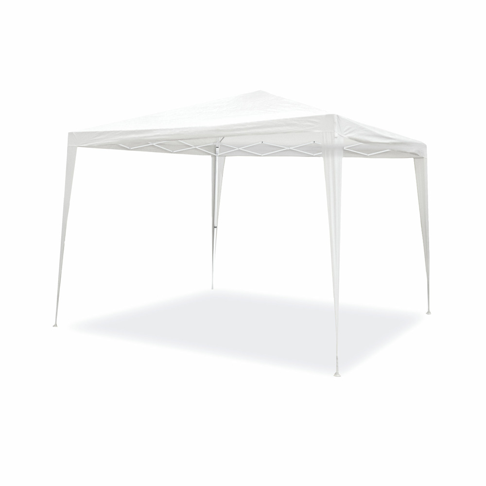 Wasabi - tonnelle pliante 3x3 m blanche - structure assemblée - piquets et cordes – raphia - pergola jardin - toit camping - javea