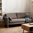 Canapé en tissu marron - bjorn - canapé 3 places fixe droit pieds bois. Style scandinave