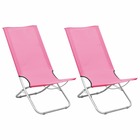 Chaises de plage pliables 2 pcs rose tissu