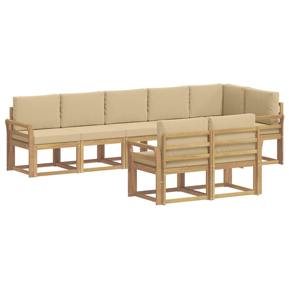 Ensemble de canapés d'extérieur 8 pc blanc et beige polyester