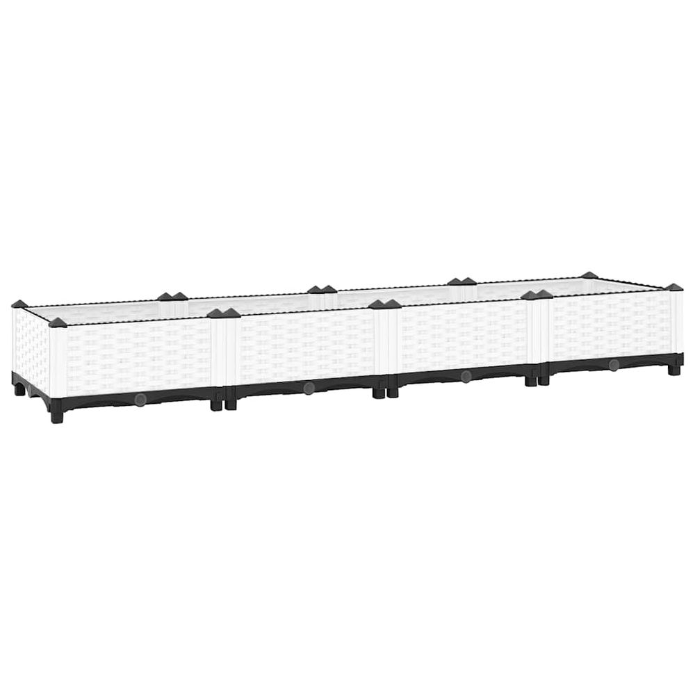 Jardinière surélevée polypropylène pour jardin balcon blanc – 160x40x23 cm