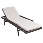 Transat chaise longue bain de soleil lit de jardin terrasse meuble d'extérieur avec coussin résine tressée marron