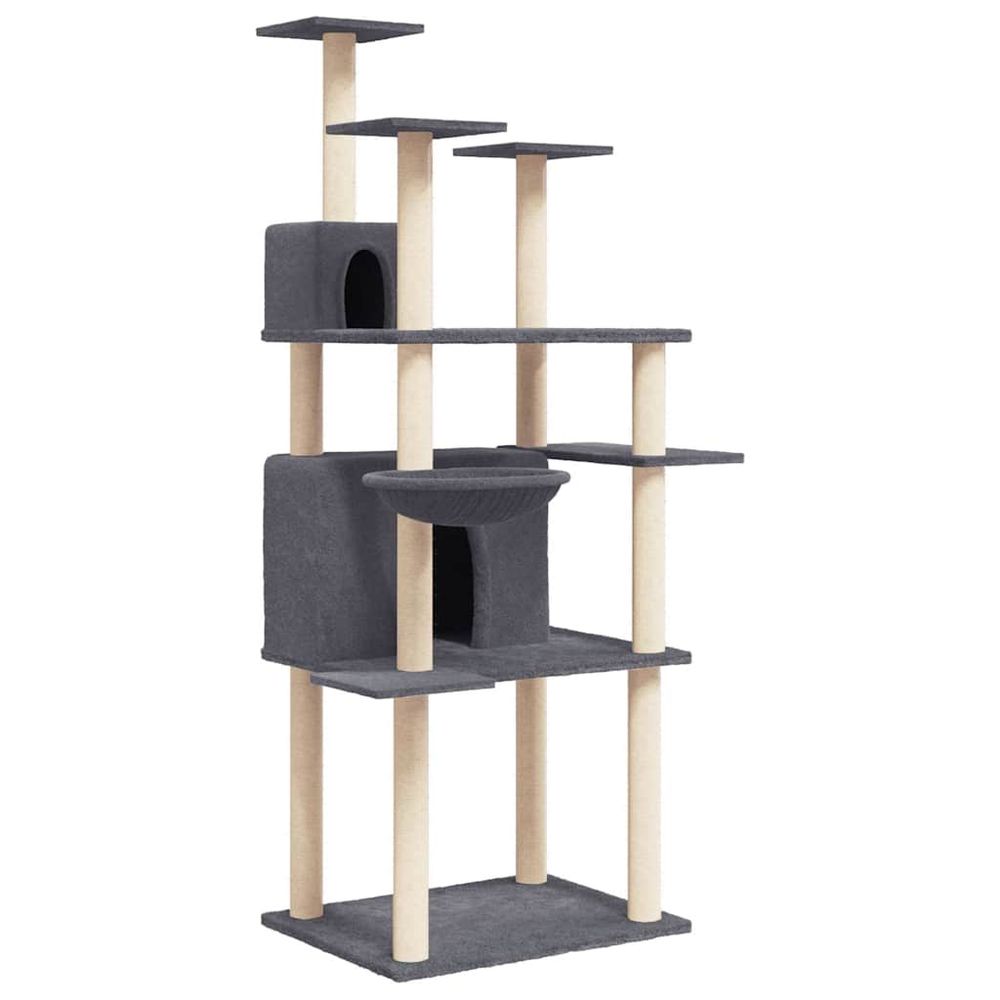 Arbre à chat avec griffoirs en sisal gris foncé 166 cm