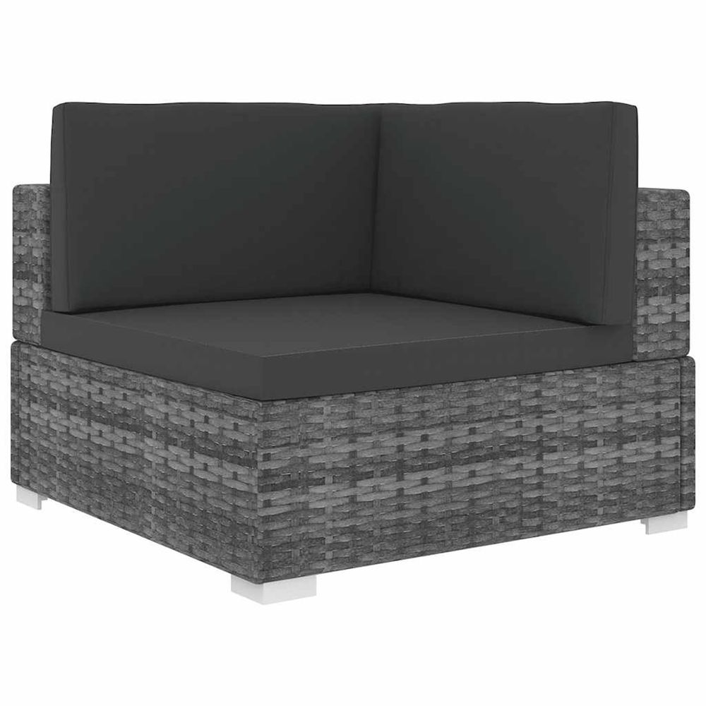Chaise d'angle 1 pc et coussins résine tressée gris