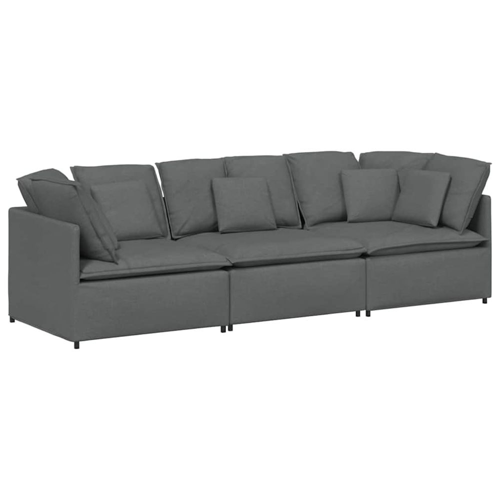 Canapé modulaire avec coussins en tissu gris foncé