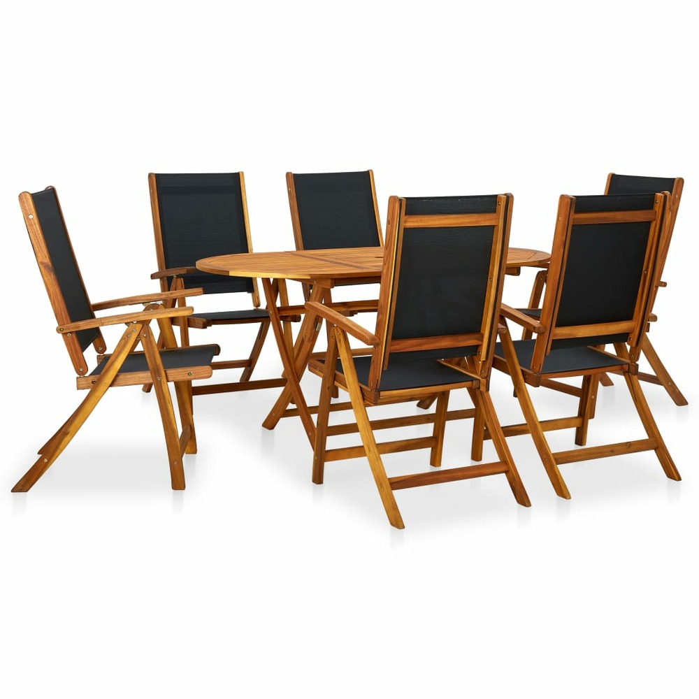 Mobilier à dîner d'extérieur 7 pièces en bois d'acacia solide